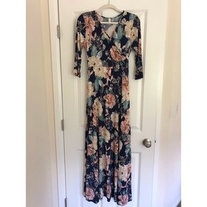 Pinkblush Navy Floral Sash Tie Maternity Maxi